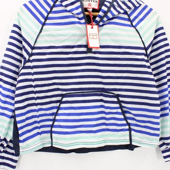 Hunter For Target Girls Striped Half-Zip Hooded Jacket Windbreaker L 10/12 NWT - Picture 4 of 9